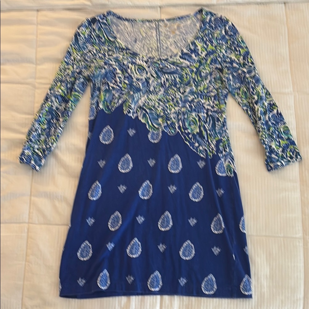 Lilly Pulitzer Blue Fitted 3/4 Sleeve Tunic